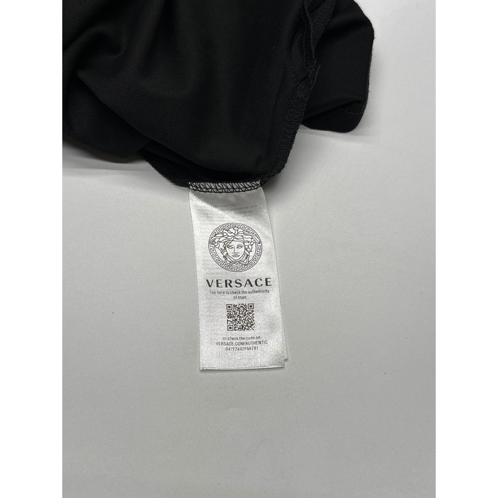 Versace Black Polo Shirt Gold Medusa Zipper Short Sleeve Menswear Large - Picture 8 of 8
